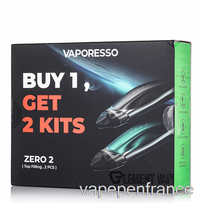Vaporesso Zero 2 Pod System 2-pack Promotion Noir + Stylo Vape Vert Noir
